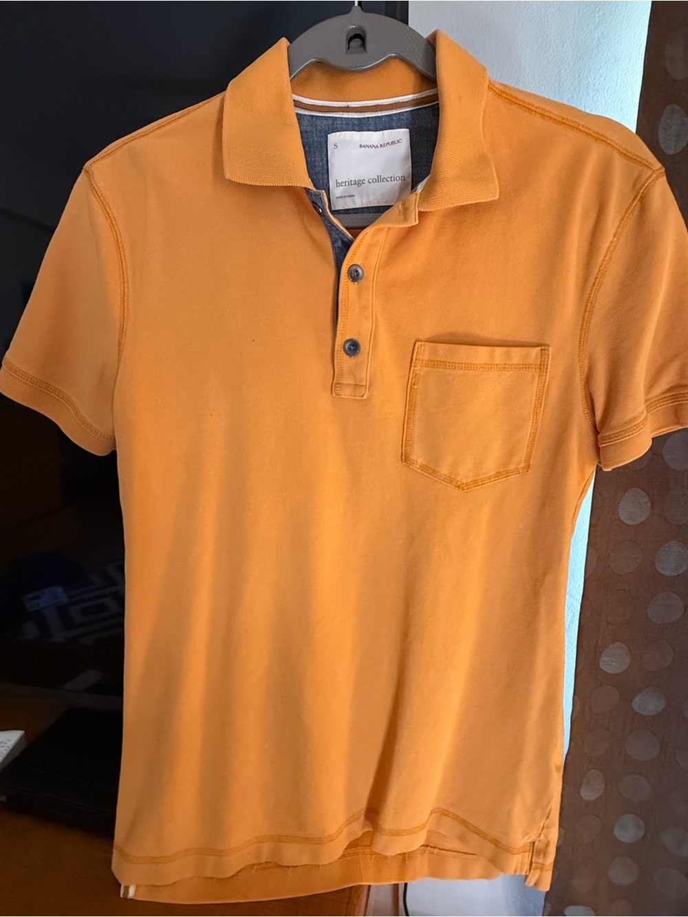 Banana Republic Creamy Orange Short-Sleeve Polo with Chest Pocket